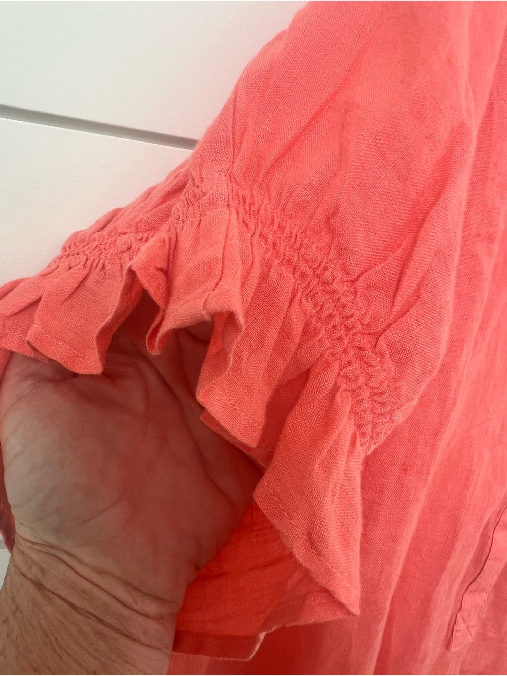Anthropologie Place Coral Split-Neck Short Sleeve Blouse - Picture 4 of 10